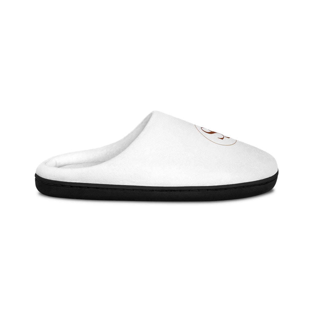 Monogrammed Cozy Indoor Slippers — Women's White Plush SS Logo