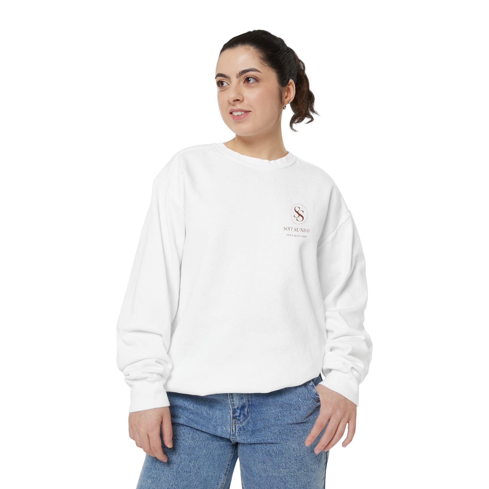 Minimalist 'Sage & Son' Logo Sweatshirt — Garment-Dyed Crewneck