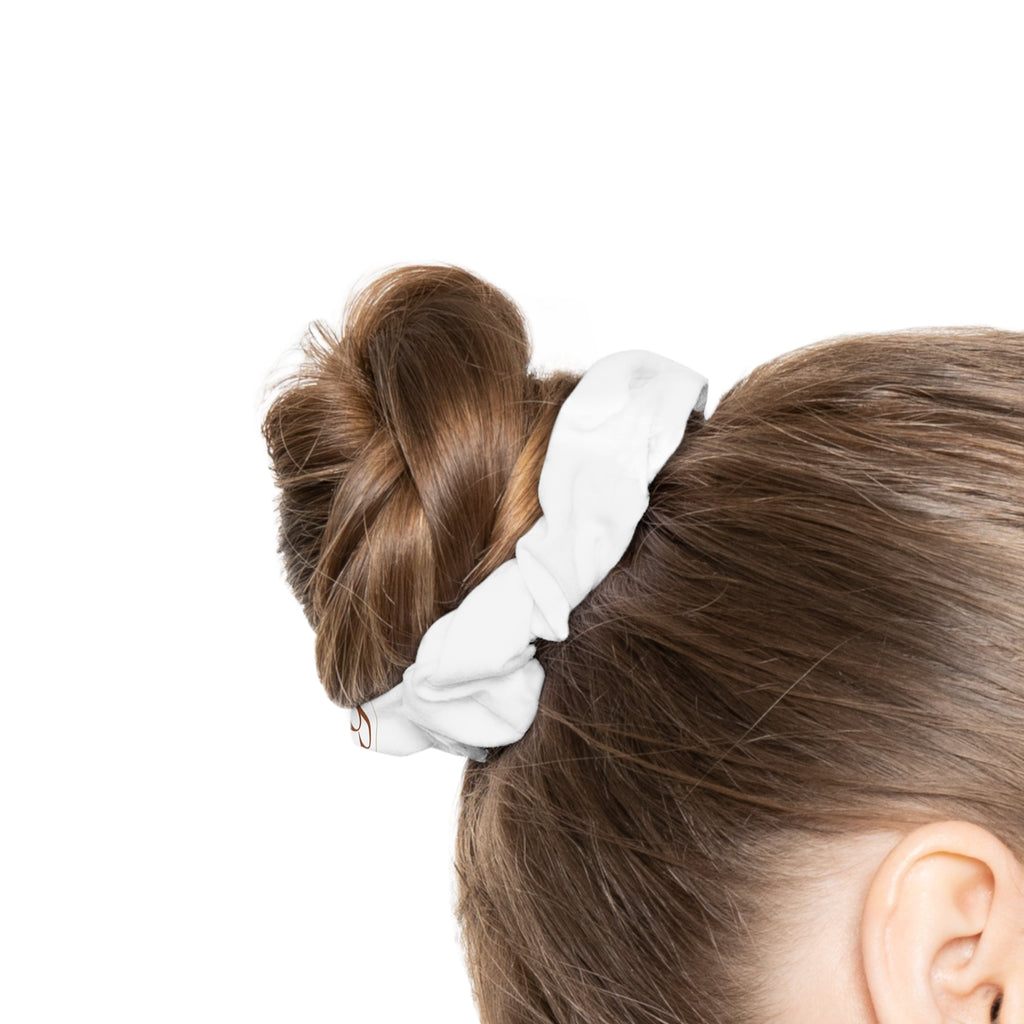Monogrammed White Cotton Scrunchie — Classic Initial S Hair Accessory