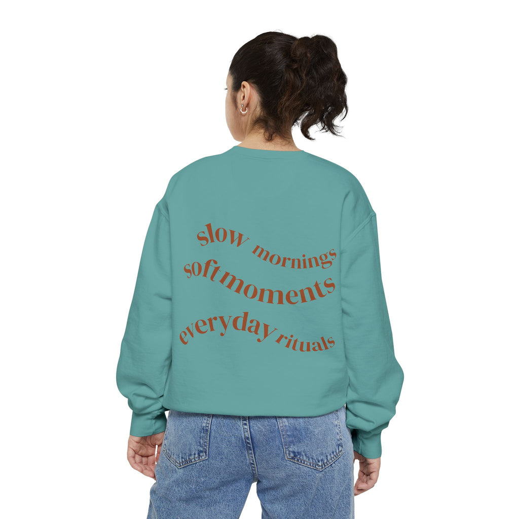 Minimalist 'Sage & Son' Logo Sweatshirt — Garment-Dyed Crewneck
