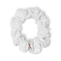 Monogrammed White Cotton Scrunchie — Classic Initial S Hair Accessory