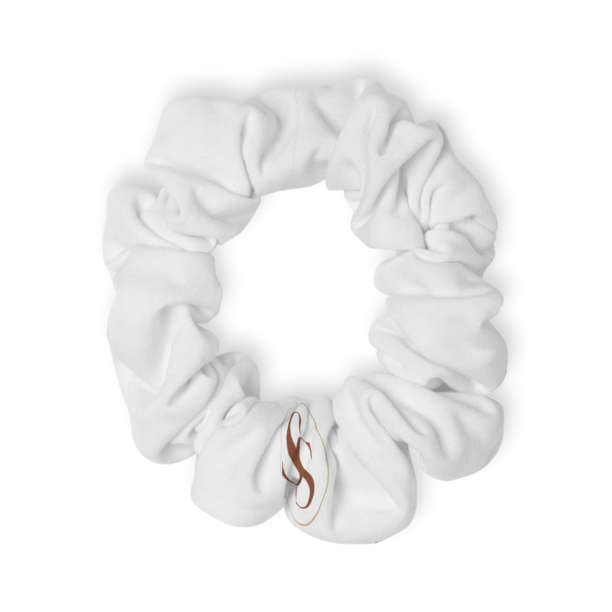 Monogrammed White Cotton Scrunchie — Classic Initial S Hair Accessory