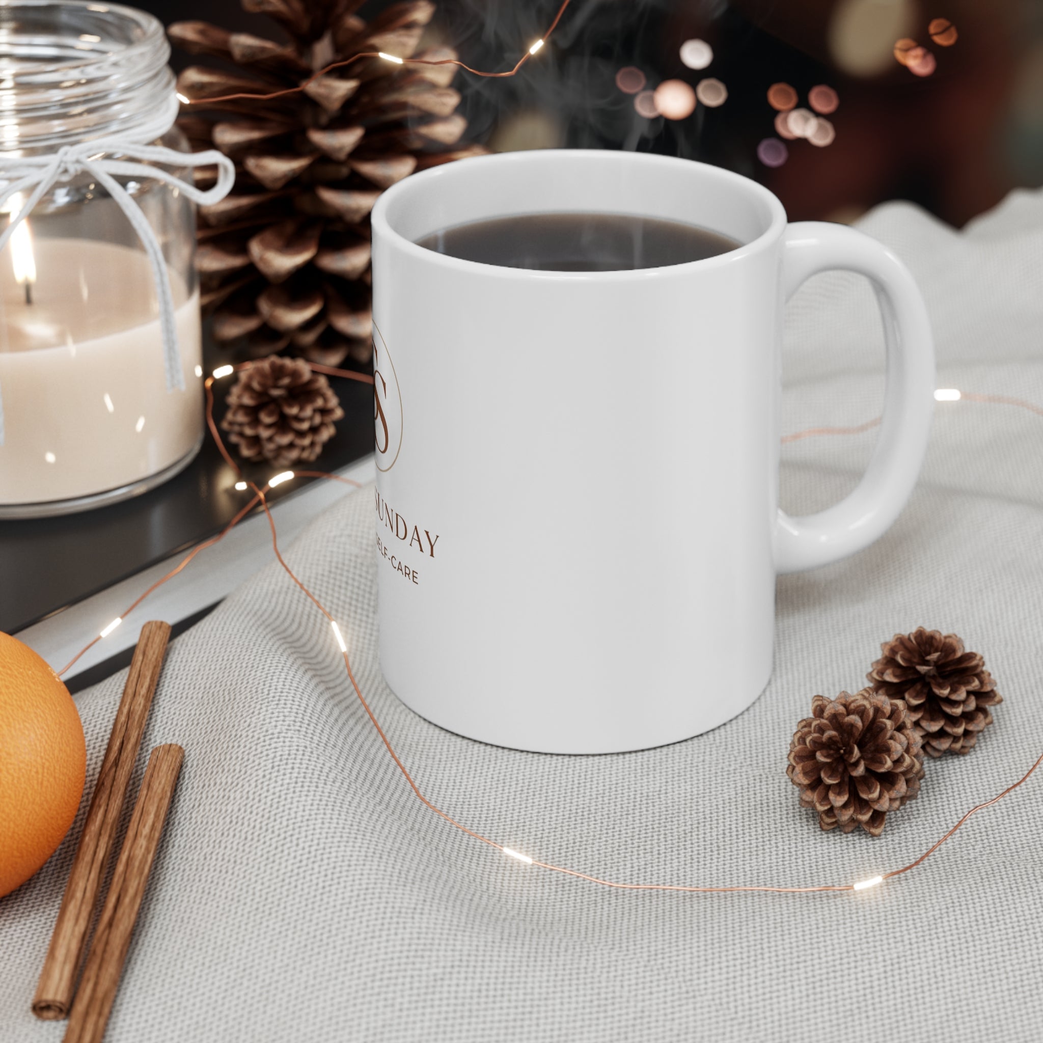 Soft Sunday Ceramic Mug — 'Soft Sunday Hair & Self-Care' Coffee Cup