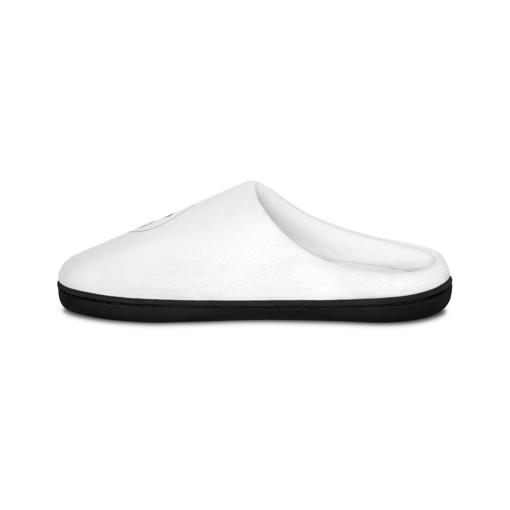 Monogrammed Cozy Indoor Slippers — Women's White Plush SS Logo