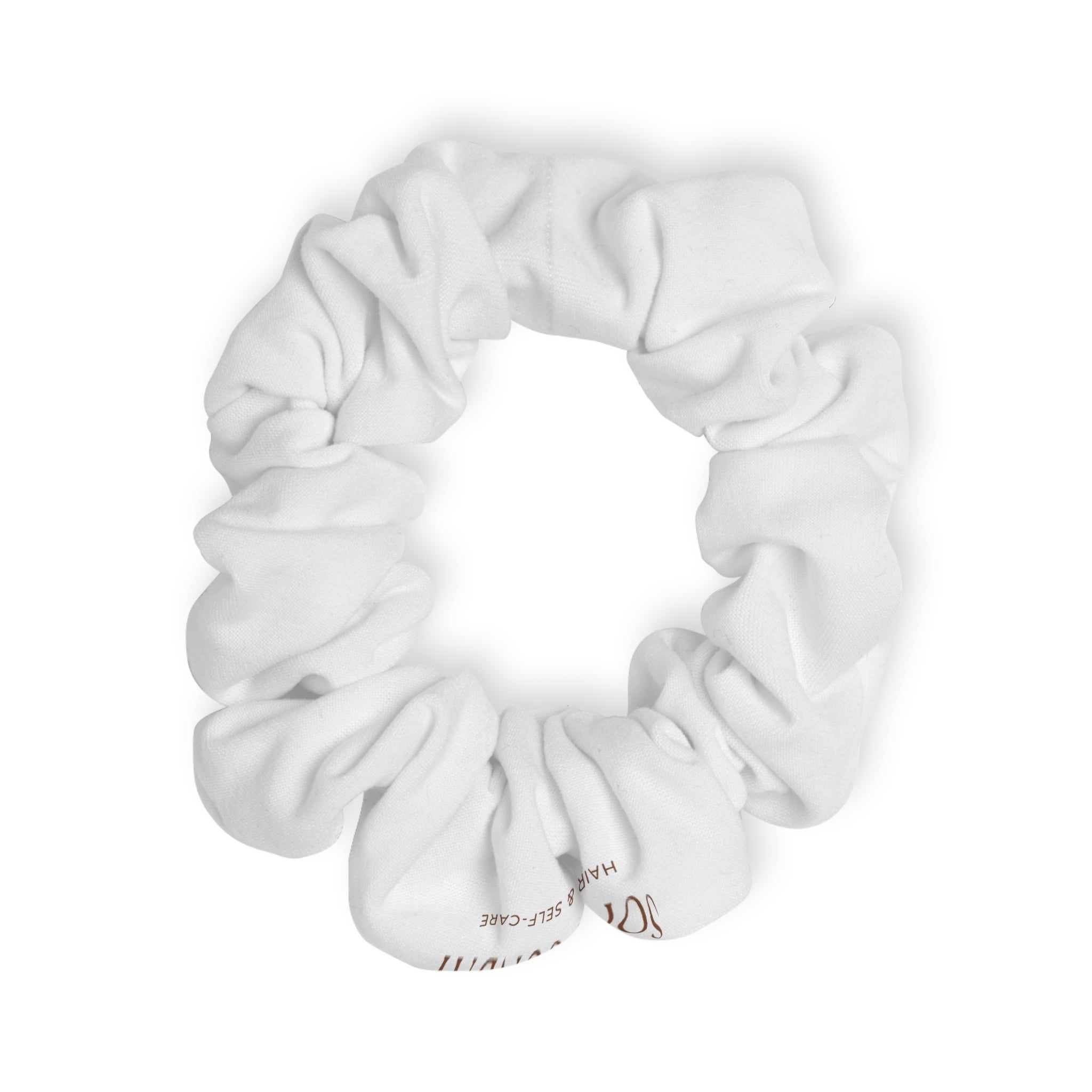Monogrammed White Cotton Scrunchie — Classic Initial S Hair Accessory