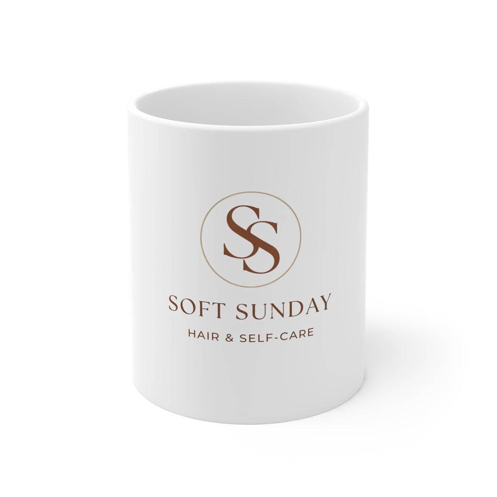 Soft Sunday Ceramic Mug — 'Soft Sunday Hair & Self-Care' Coffee Cup
