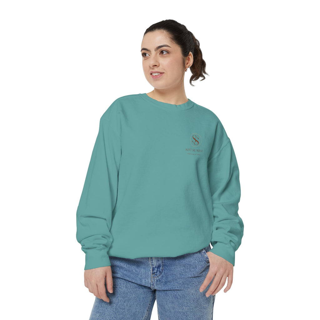 Minimalist 'Sage & Son' Logo Sweatshirt — Garment-Dyed Crewneck