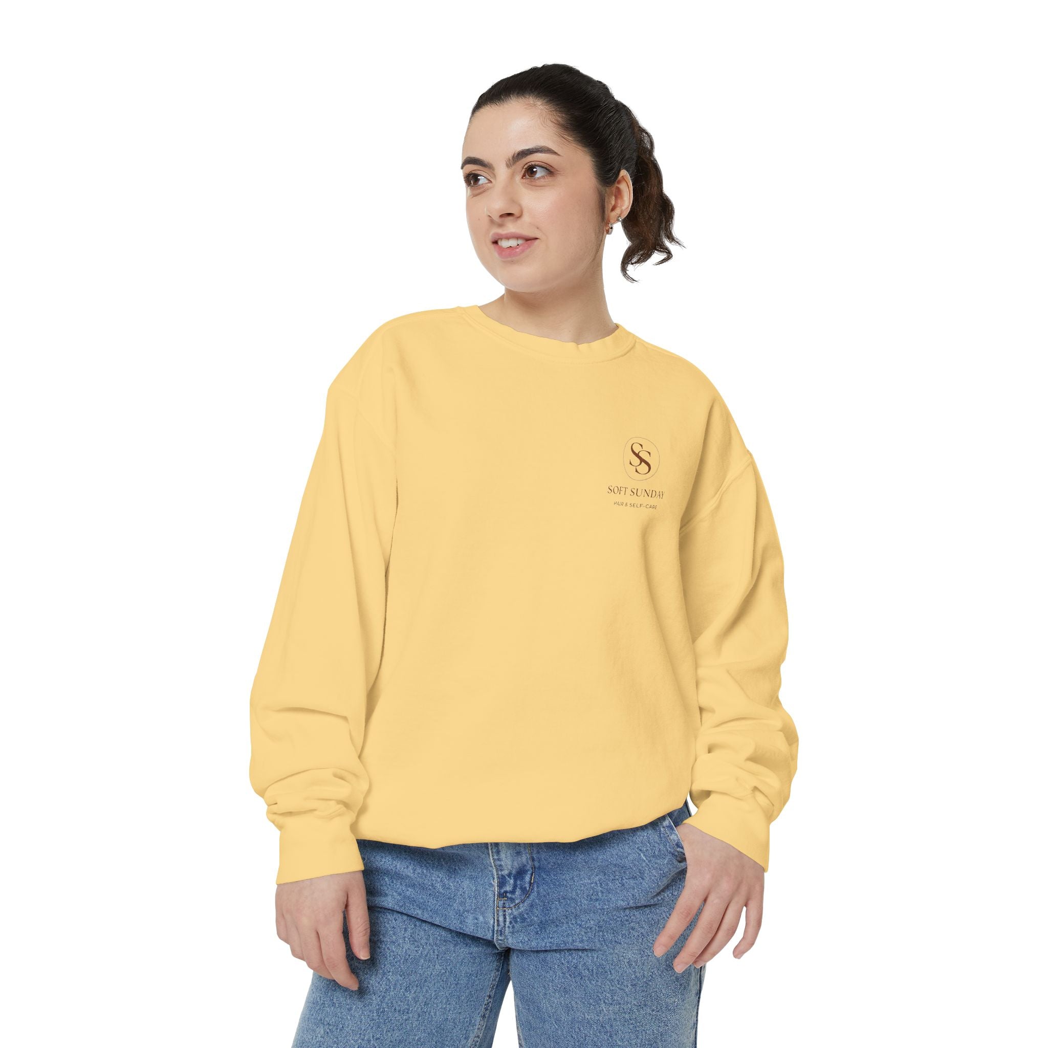 Minimalist 'Sage & Son' Logo Sweatshirt — Garment-Dyed Crewneck