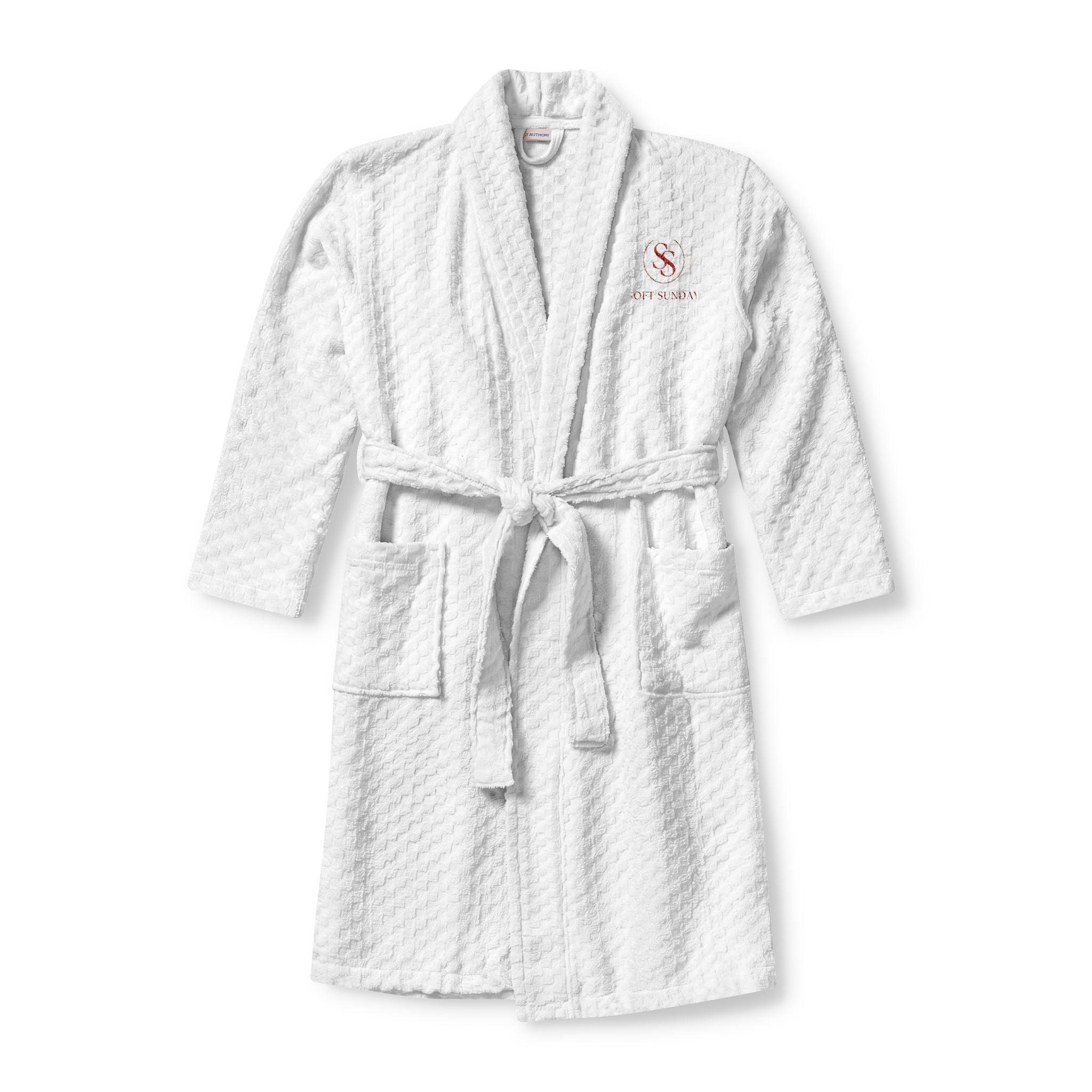 Embroidered Terry Shawl Robe — Cozy Spa Robe with Chest Design